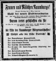Abbildung Aufruf zur Wahl Naumburg 1919 Abbildung Aufruf zur Wahl Naumburg 1919